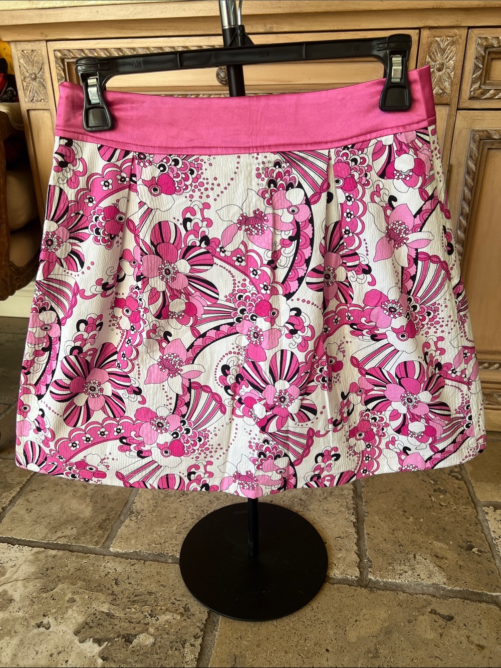 Pink Floral A-Line Skirt